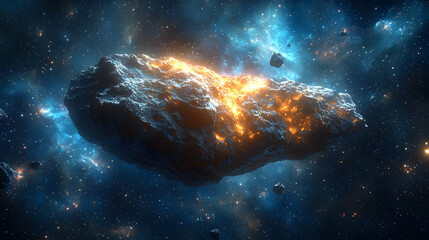 Obraz premium Cosmic Asteroid 3D Illustration