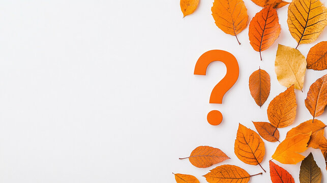 Overhead autumn photograph with a Question Mark in the middle. - Powered by Adobe