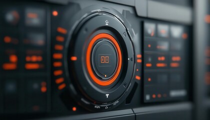 Fototapeta premium Tech dashboard, cyberpunk aesthetics, 3D illustration