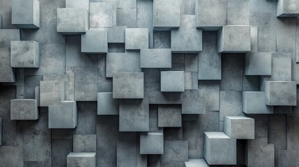 Abstract Geometric Wall of Gray Cubes
