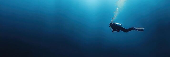Diver in deep sea