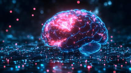 A digital representation of a brain illuminated with vibrant colors, symbolizing neural activity.