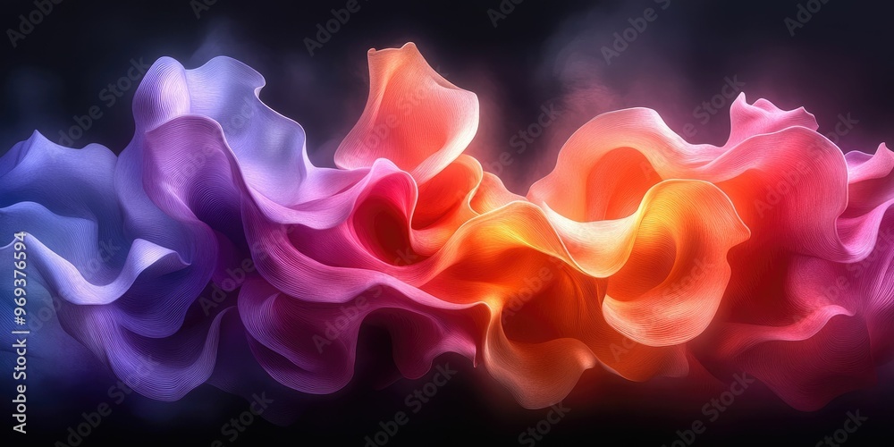 Wall mural abstract colorful waves of fabric-like texture.