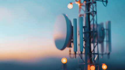 Close-up of a 5G Network Tower Symbolizing the Dawn of the Beyond 5G Era. Advanced Telecommunications Infrastructure, Ultra-Fast Connectivity, and the Future of Wireless Communication Technology.