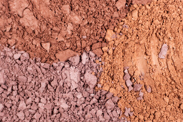 Macro texture of different shades of eyeshadow top view