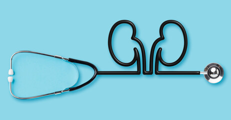 Kidney shape formed from binaural ring of isolated stethoscope – Medical illustration of anatomy, diagnostic tools, and healthcare for doctor appreciation