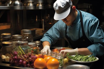 Depiction of food safety in food service where crosscontamination prevention and strict food handling procedures are key to maintaining a safe dining environment