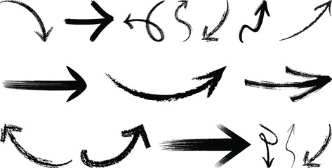 Brush drawn arrow set collection