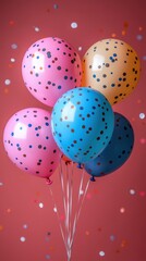 Pastel Color Birthday Party Balloons Floating in the Air