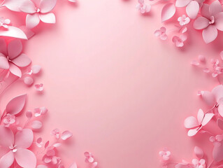 Obraz premium A white frame with pink flowers surrounding it. The frame is empty, but the flowers are arranged in a way that creates a sense of balance and harmony