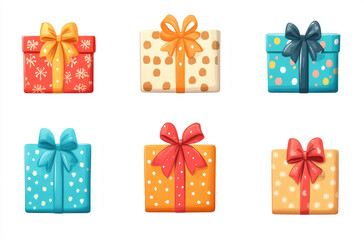 A Set of Christmas Eve Gift Boxes with Bows in Different Sizes for a Festive Holiday Display