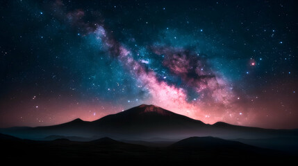 Fototapeta premium The Night Sky With Stars Above Mountain