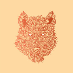 Abstract wolf head. Original vector illustration in vintage style isolated on light background. T-shirt design.