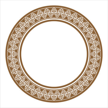 recommend clip art: Golden white round traditional ethnic ornament frame. Traditional ornament of middle Asia, Border, frame for decoration of clothes, yurts, embroidery, felt, sandblastings