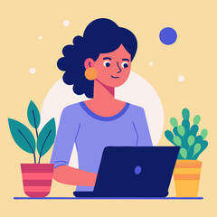 Young woman working on a laptop