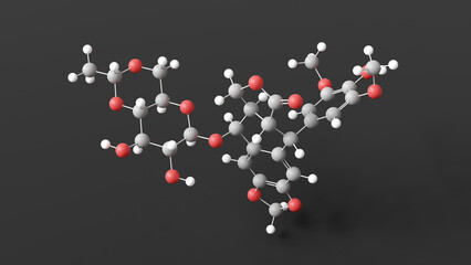 etoposide molecule 3d, molecular structure, ball and stick model, structural chemical formula antineoplastic agents