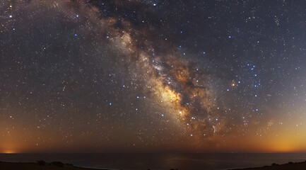 Fototapeta premium Night Sky with Milky Way over Sea - Photo