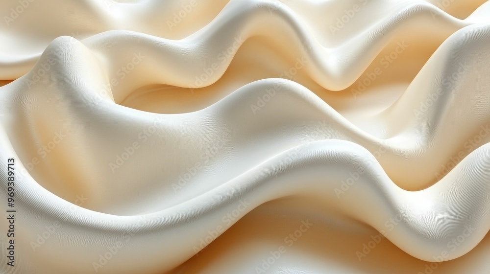 Wall mural Soft, flowing cream-colored fabric draped elegantly.