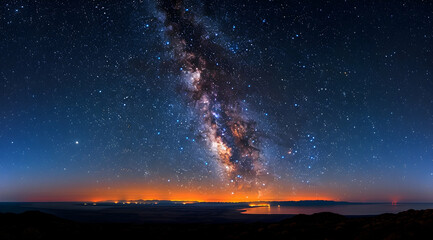Night Sky Photography - Milky Way Galaxy Over Lake and Mountains