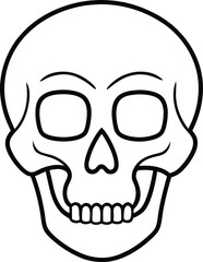 Vector art black and white skull head and icon closeup Isolated.