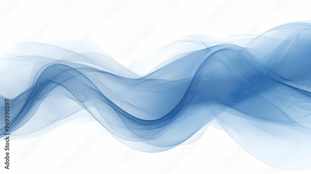 Canvas Prints A flowing abstract design featuring soft blue waves on a white background.