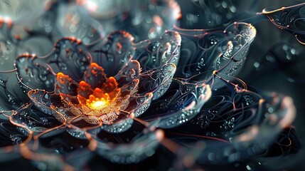 Intricate 3D Geometric Flower Art: A Fusion of Shapes and Elegance