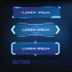 button collection sci-fi style set color blue 14 © Dissapong
