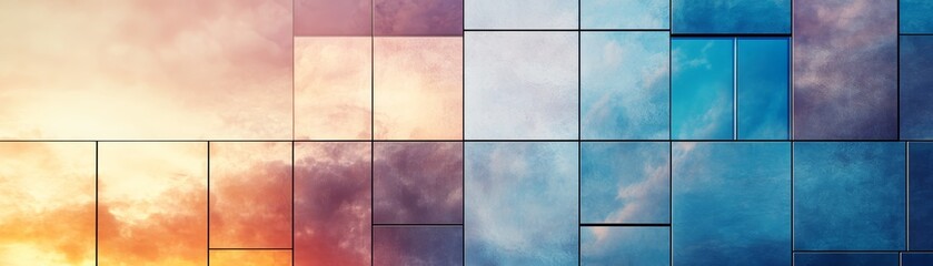 Dynamic abstract background featuring colorful panels blending warm and cool tones, evoking a sense of harmony and modernity.