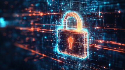 A digital padlock symbolizing encrypted blockchain transactions on a virtual background