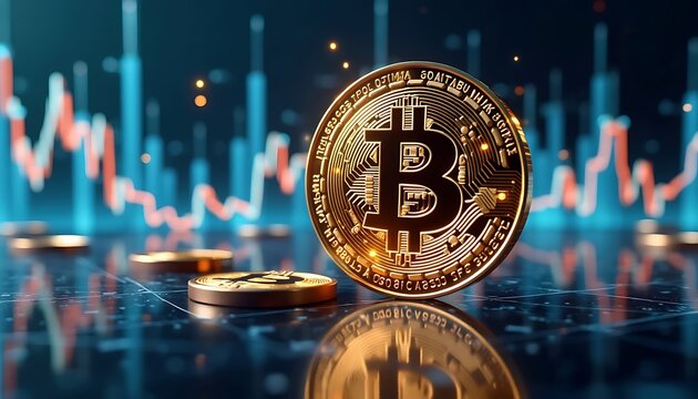 A futuristic scene of cryptocurrency trading,crypto trading