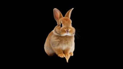 Obraz premium Cute Brown Bunny Rabbit on a Black Background