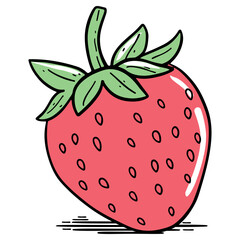 A strawberry and green leaves