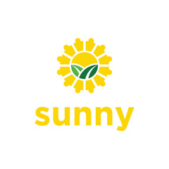 Colorful Sunny Flower Morning Spring Landscape Field nature logo design inspiration