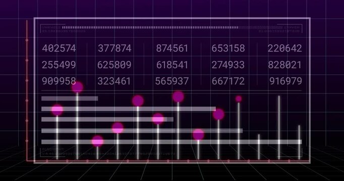 Animation of digital data processing over dark background