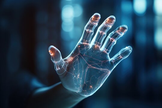 AI Hand in the futuristic technology style