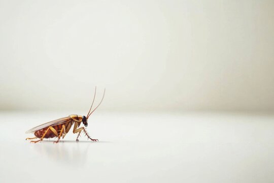 White background with a dead cockroach