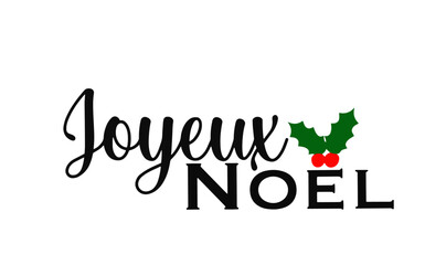 vecteur texte joyeux noël avec du houx