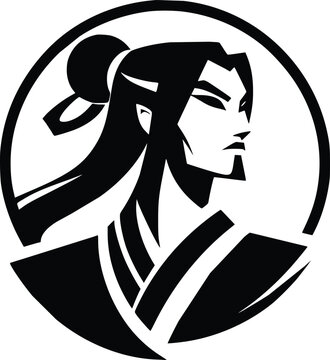 Legendary Hero Mulan Black and White Illustration
