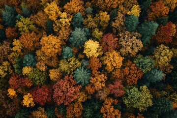 Fototapeta premium Bird eye view photography of an autumn forest