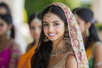 Traditional Indian wedding ceremony with vibrant colors and intricate henna designs, Indian wedding, cultural richness and celebration