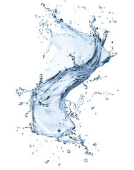 Dynamic water splash in mid-air, showcasing fluid motion and fluidity, Cutout, Isolated on White Background