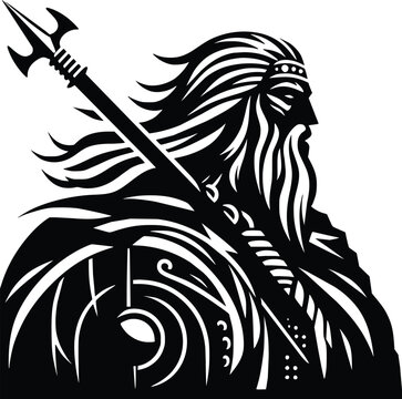 Black and White Illustration of the Legendary Hero Beowulf