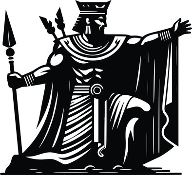 Black and White Illustration of the Legendary Hero Gilgamesh