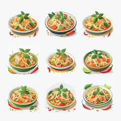 A serving of spicy papaya salad (Som Tum) with chili peppers
