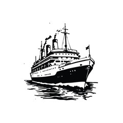 Fototapeta premium ship stencil hand drawn vector illustration