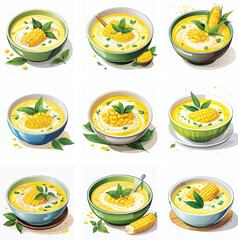 A bowl of Thai-style sweet corn soup with coconut milk
