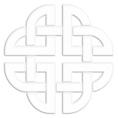 Celtic knot symbol, white. Celtic knot symbol resembling a plaster ornament for use in St. Patrick's Day designs.