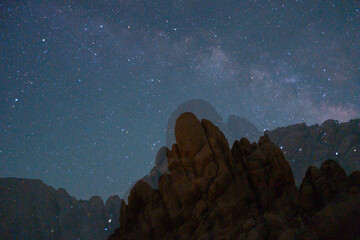 in camera double long exposure taken of the mountains of Joshua Tree National Park