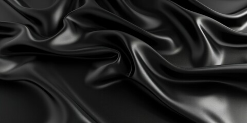 Obraz premium Smooth black fabric draped in elegant folds.