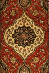 Red Rug with Medallion Design